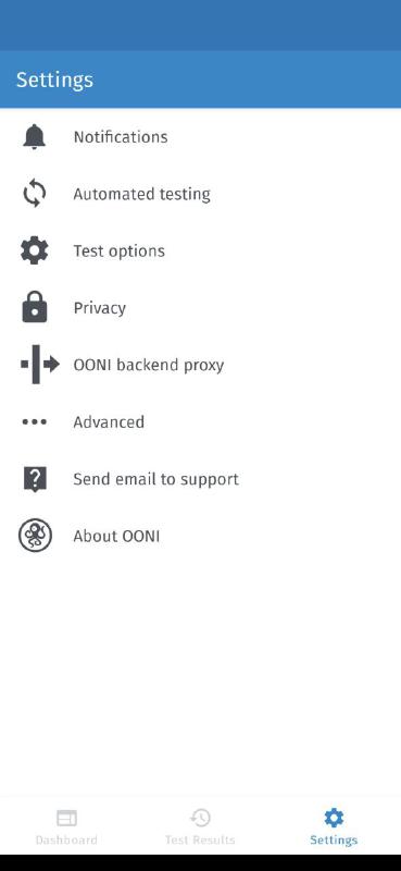 OONI Probe backend proxy settings OONI Probe backend proxy settings