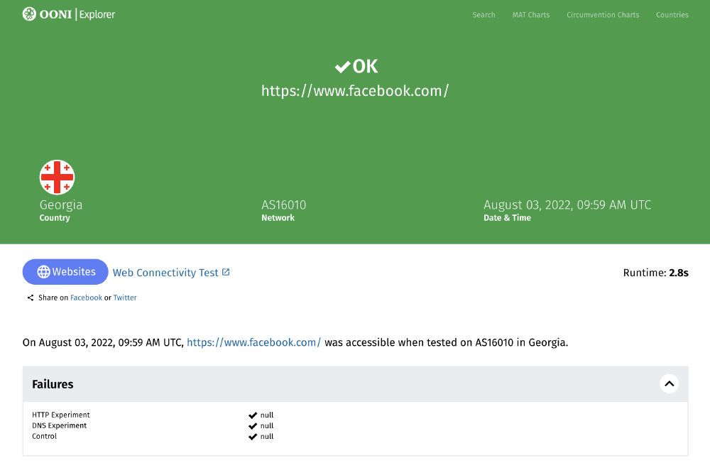 Measurement viewed on OONI Explorer Measurement viewed on OONI Explorer