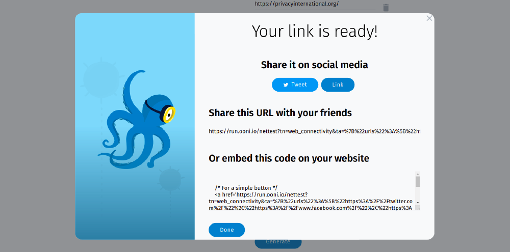 OONI Run popup window OONI Run popup window