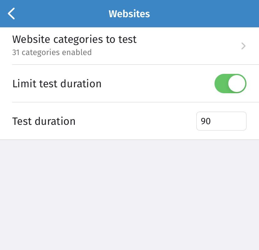 OONI Probe website settings OONI Probe website settings